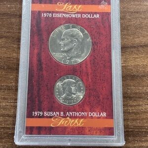Last 1978 Eisenhower and  First 1979 Susan B. Anthony Dollar Set Sealed New